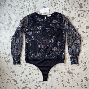 ASOS Vila Floral Lace Long Sleeve Bodysuit